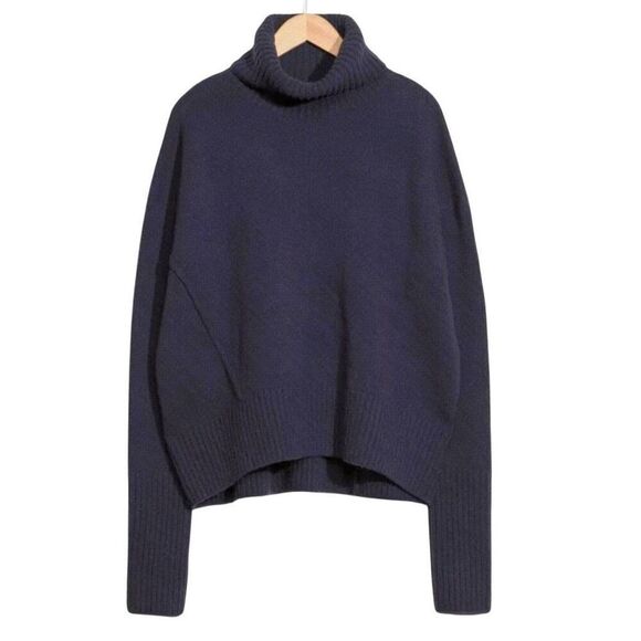 & Other Stories Sweater Women's XS Blue Oversized Chunky Soft Turtleneck - Picture 1 of 6